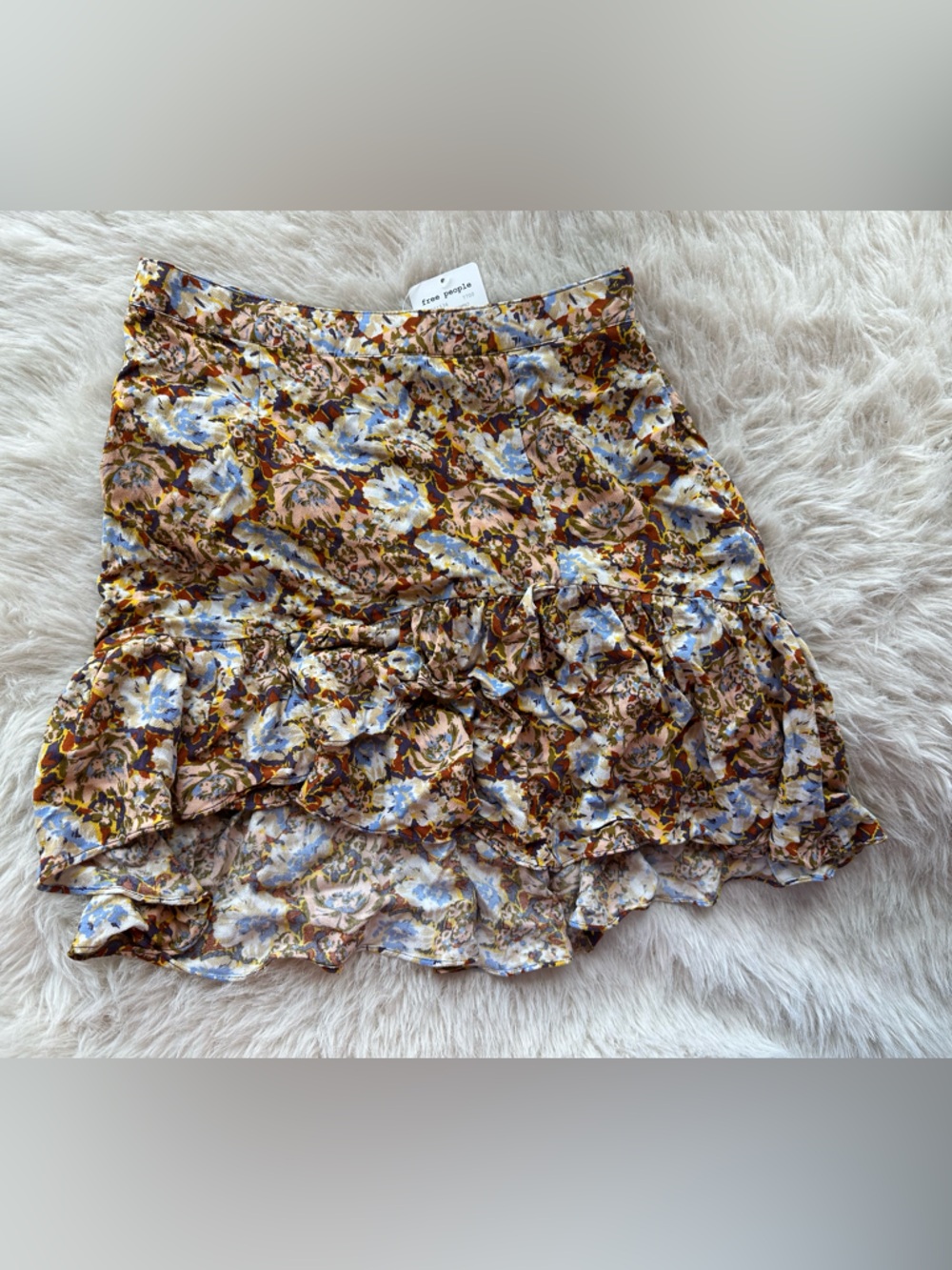 Free People Blue and Brown Floral Circle Skirt - Picture 12 of 15
